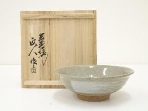 JAPANESE TEA CEREMONY / TEA BOWL CHAWAN / AKAHADA WARE BRUSH MARKS 